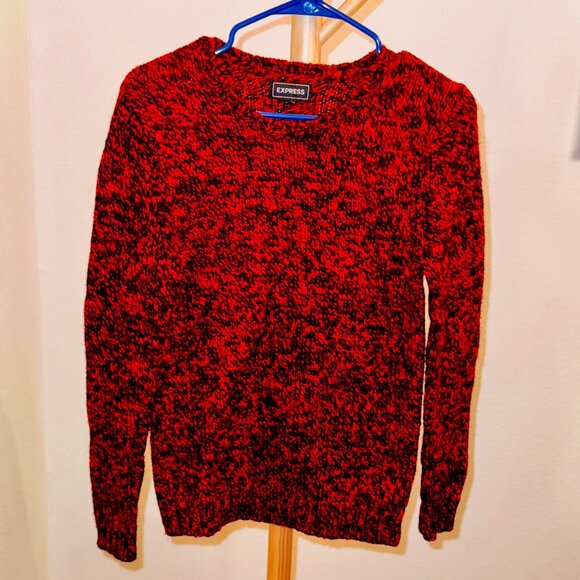 Express Other - Express Men’s Red & Black Marled Knit Sweater Size Small